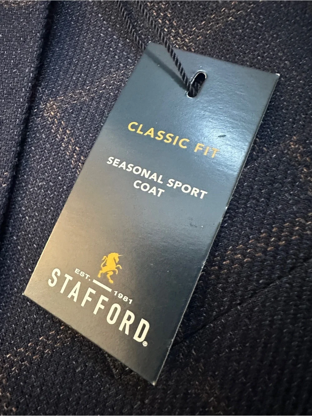 Stafford 60% Wool 40% Cotton Classic Fit Sport Coat Blazer Men’s 52 R Navy